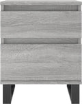 vidaXL - Nachtkastje - 40x35x50 - cm - bewerkt - hout - grijs - sonoma - eikenkleurig