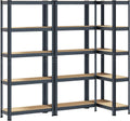vidaXL - Opbergrekken - 5-laags - 3 - st - staal - & - bewerkt - hout - antracietkleurig