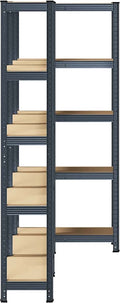 vidaXL - Opbergrekken - 5-laags - 3 - st - staal - & - bewerkt - hout - antracietkleurig
