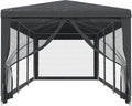 vidaXL - Partytent - met - 8 - mesh - zijwanden - 3x9 - m - HDPE - antracietkleurig