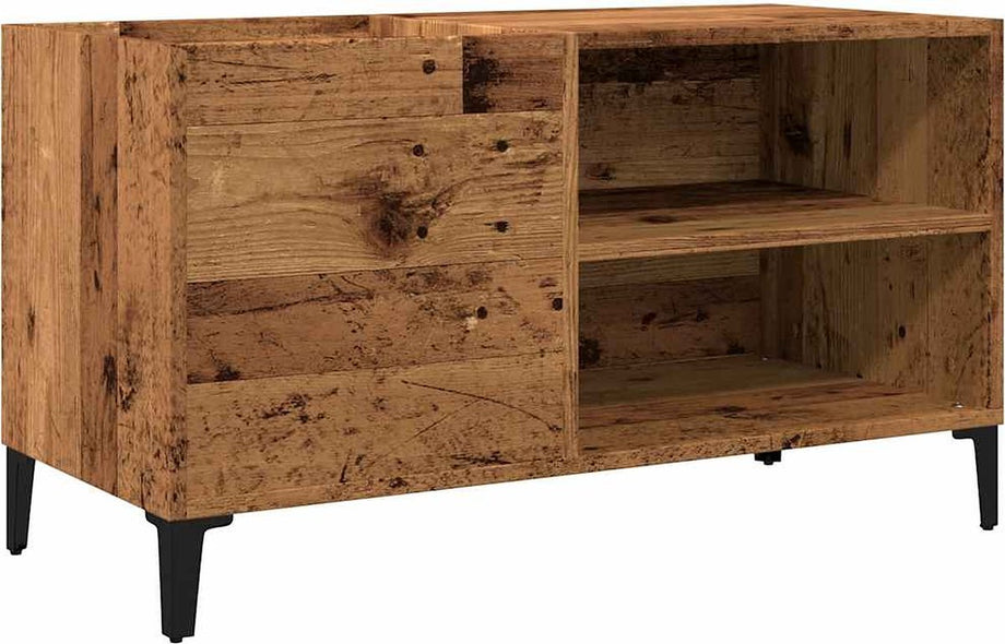 vidaXL - Platenkast - 84,5x38x48 - cm - bewerkt - hout - oud - houtkleurig