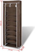vidaXL - Stoffen - schoenenrek - met - hoes - 162 - x - 57 - x - 29 - cm - bruin