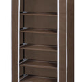 vidaXL - Stoffen - schoenenrek - met - hoes - 162 - x - 57 - x - 29 - cm - bruin