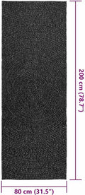 vidaXL - Vloerkleed - ZIZUR - binnen - en - buiten - 80x200 - cm - jute - look - antraciet