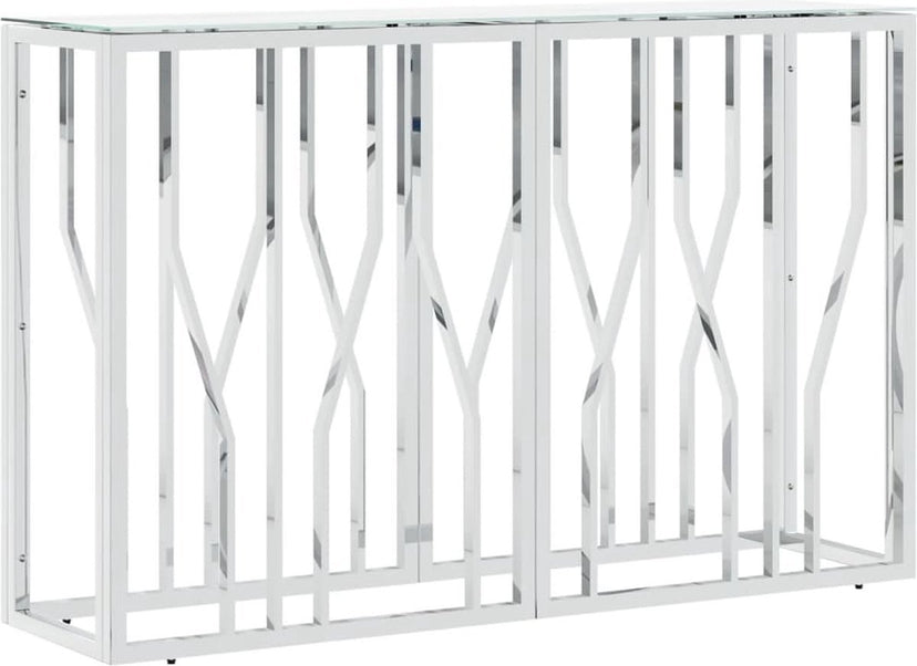 vidaXL - Wandtafel - 110x30x70 - cm - roestvrij - staal - en - glas - zilverkleurig