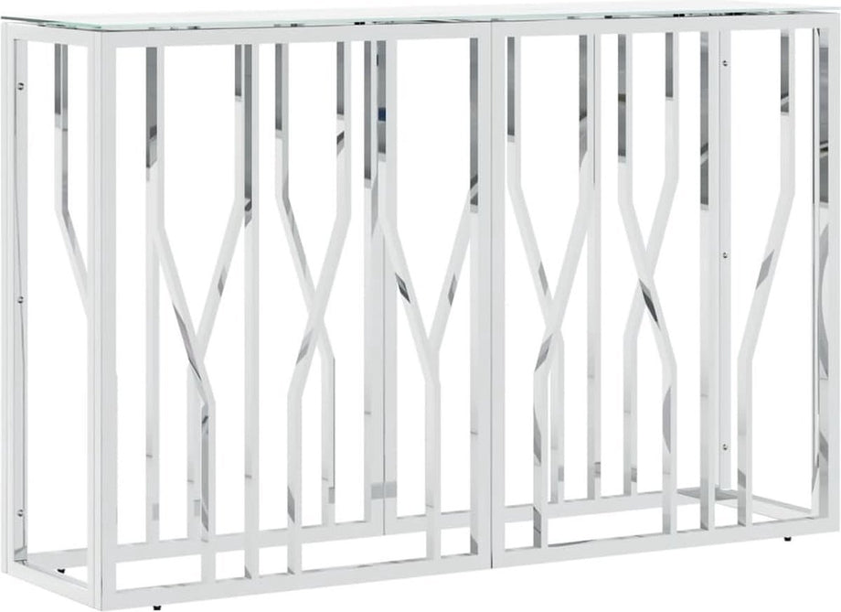 vidaXL - Wandtafel - 110x30x70 - cm - roestvrij - staal - en - glas - zilverkleurig