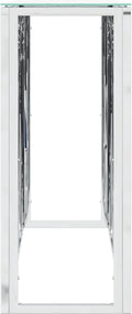 vidaXL - Wandtafel - 110x30x70 - cm - roestvrij - staal - en - glas - zilverkleurig