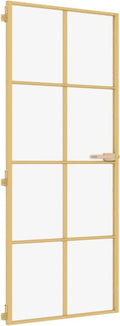 vidaXL - Binnendeur - smal - 93x201,5 - cm - gehard - glas - en - aluminium - goudkleur