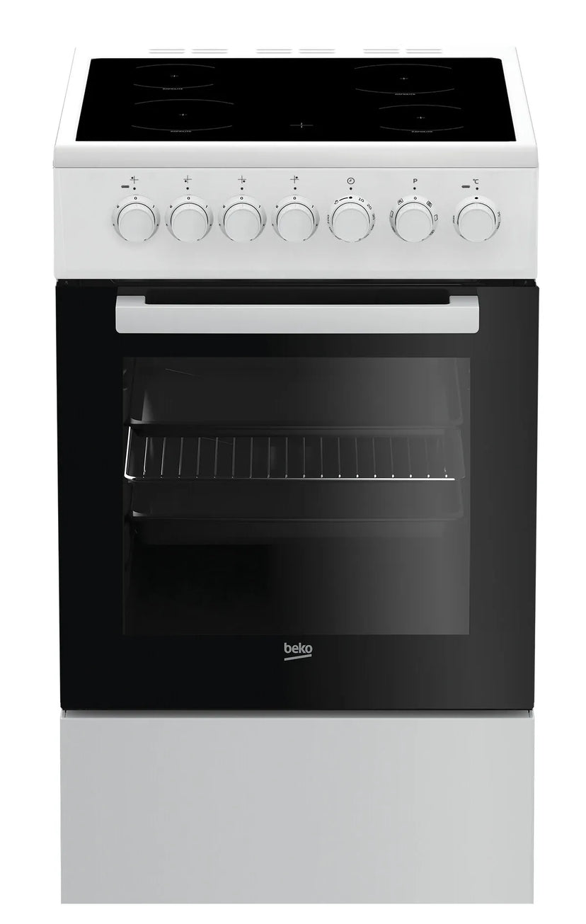 Beko FSM57100GW - Fornuis - Keramische kookplaat - Wit zwart