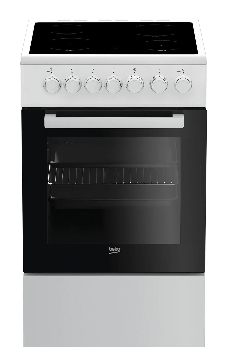 Beko FSM57100GW - Fornuis - Keramische kookplaat - Wit zwart