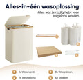 DARI. - Wasmand 3 vakken - 160L met 3 uitneembare zakken - beige