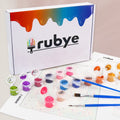Rubye® Schilderen Op Nummer - Bloemenhoofd - Inclusief Verf en Penselen - (2 stuks)