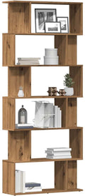 vidaXL - Boekenkast - 80x24x192 - cm - bewerkt - hout - artisanaal - eikenkleur