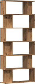 vidaXL - Boekenkast - 80x24x192 - cm - bewerkt - hout - artisanaal - eikenkleur