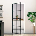 vidaXL - Binnendeur - 93x201,5 - cm - gehard - glas - en - aluminium - smal - zwart