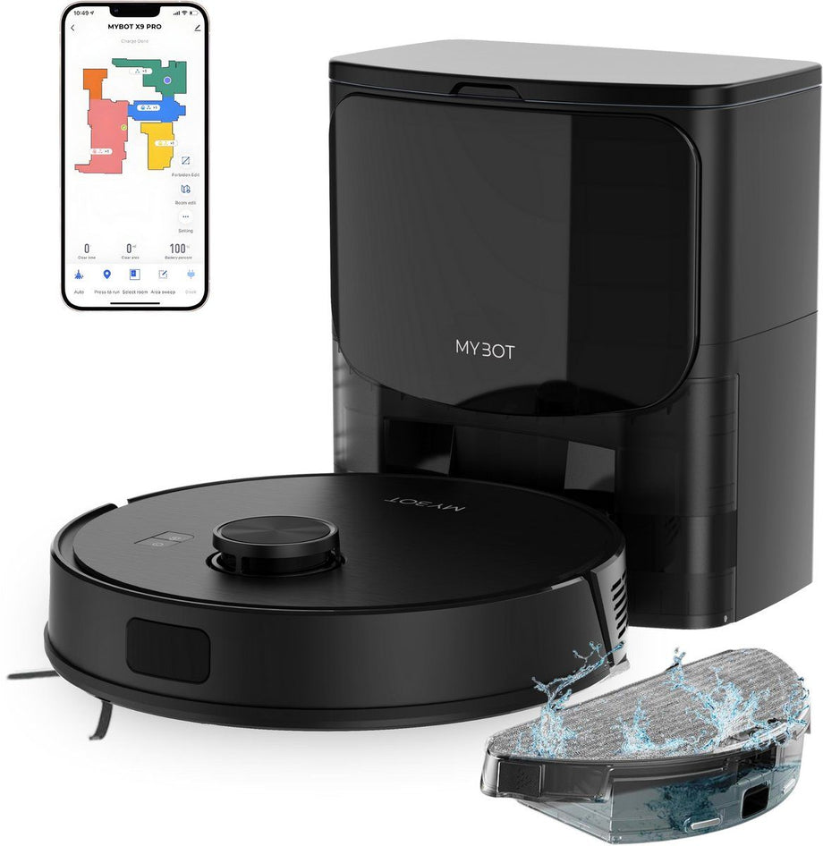 MYBOT X9 PRO - Robotstofzuiger - 6500PA Zuigkracht - Dweilfunctie - Zwart