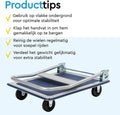 BRASQ Plateauwagen Inklapbaar - Transportkar - Draagvermogen 150 KG - Stalen frame - Zilver