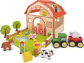 Woet® Houten Speelgoedboerderij - Boerderij Speelset - Inclusief Dieren en Tractor - Vanaf 3 Jaar