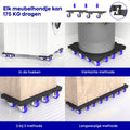 Moeve Meubelroller - Meubeltransporter - Draagvermogen 700kg - 4 stuks - Kleur Zwart/Blauw