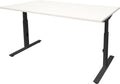 Linesto Plus bureau, hoogte instelbaar (65-85cm) met 180x80cm Honey Castello 25mm blad en zwart (RAL9005) t-poot frame met rechte tenen