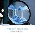 Zandkunst XL - Blauw - Diameter van 30cm - 360° - Sand art - In glas - Zandloper - Decoratie - Bewegende zandkunst