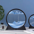 Zandkunst XL - Blauw - Diameter van 30cm - 360° - Sand art - In glas - Zandloper - Decoratie - Bewegende zandkunst